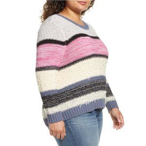 Caslon marl stripe back v-neck sweater 2X